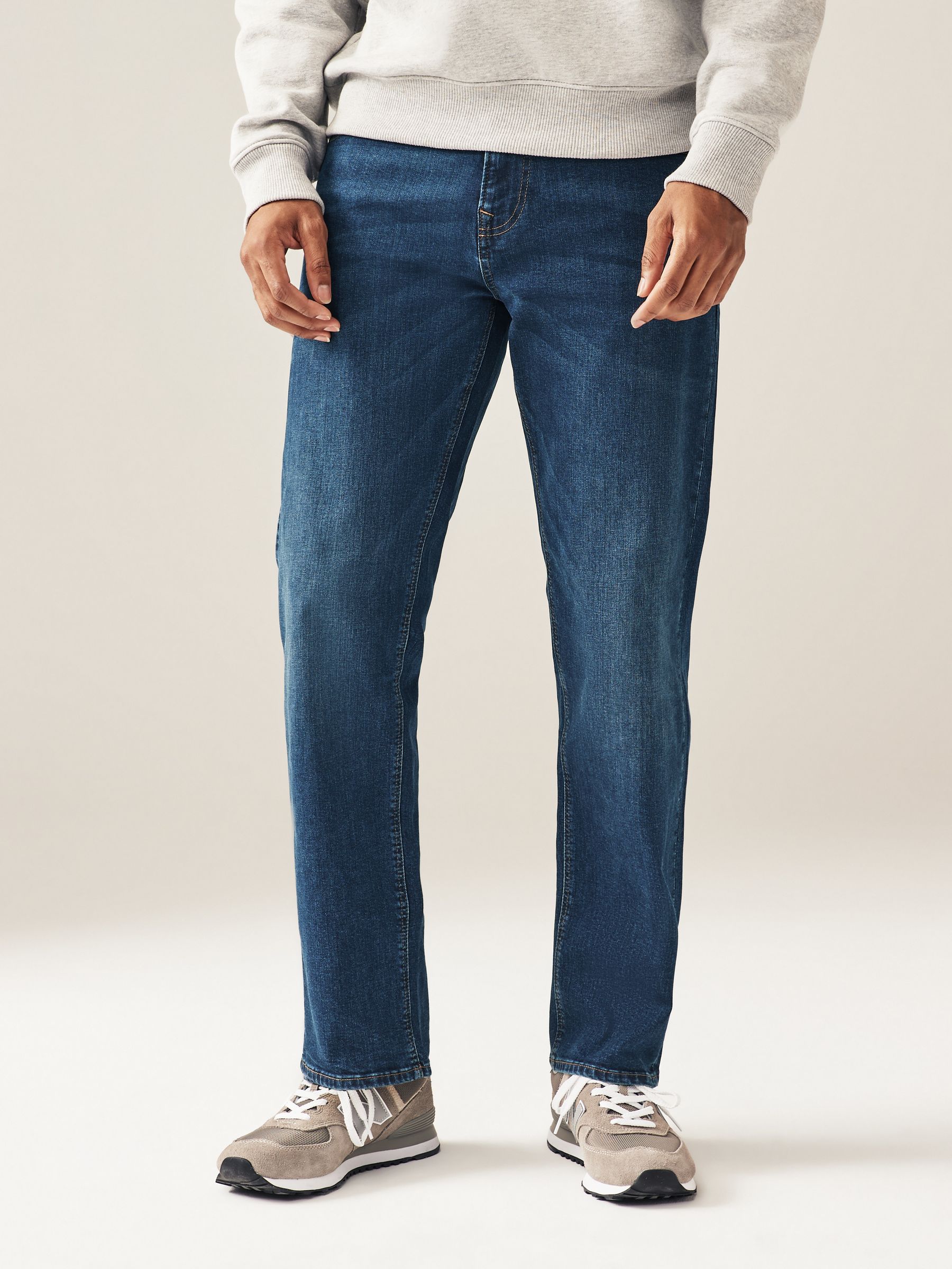 Blue Mid Single Straight Fit Classic Stretch Jeans