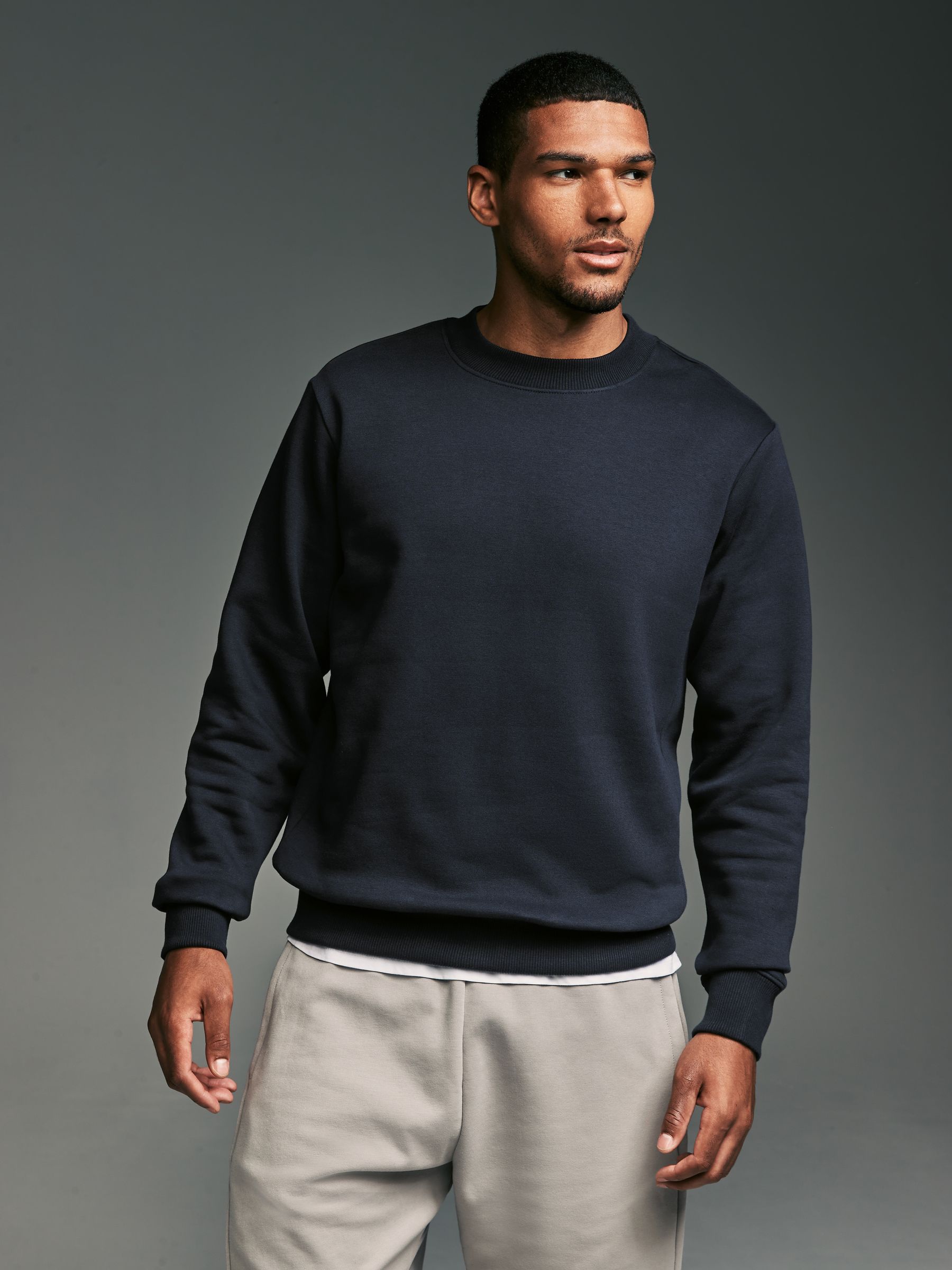 Navy Blue Rich Jersey Crew Sweatshirt