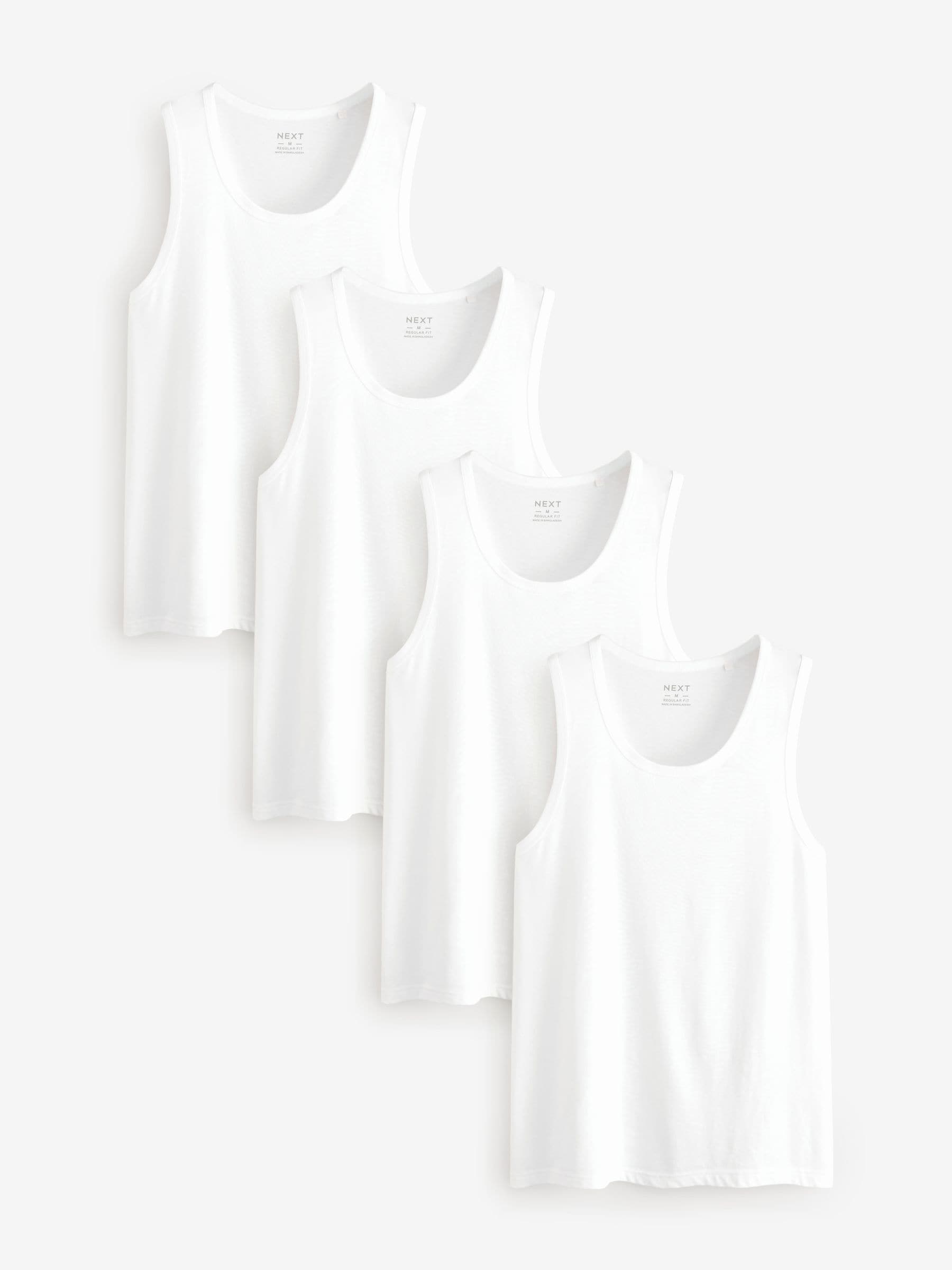 White 100% Cotton Vests 4 Pack