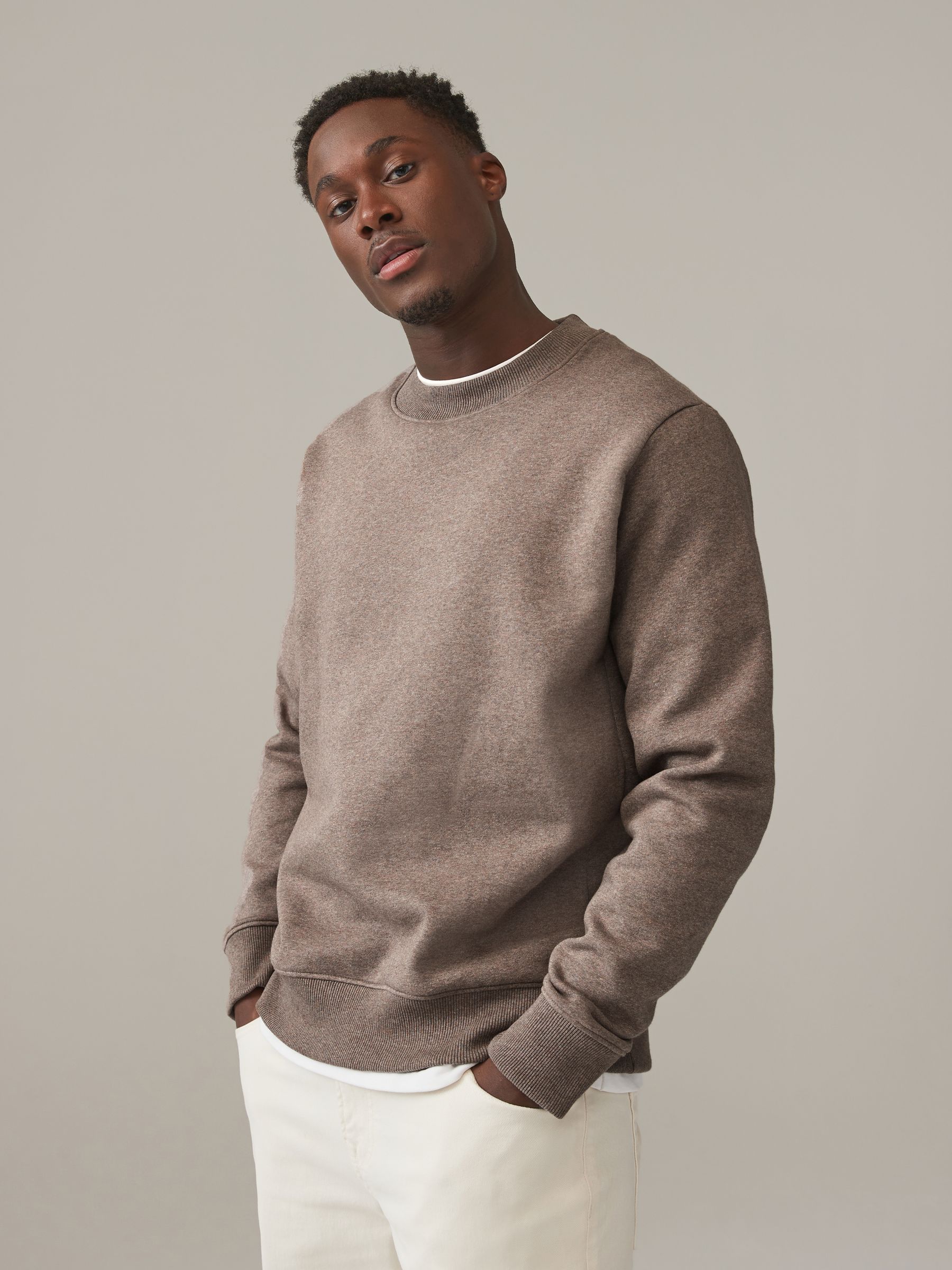 Neutral Rich Jersey Crew Sweatshirt
