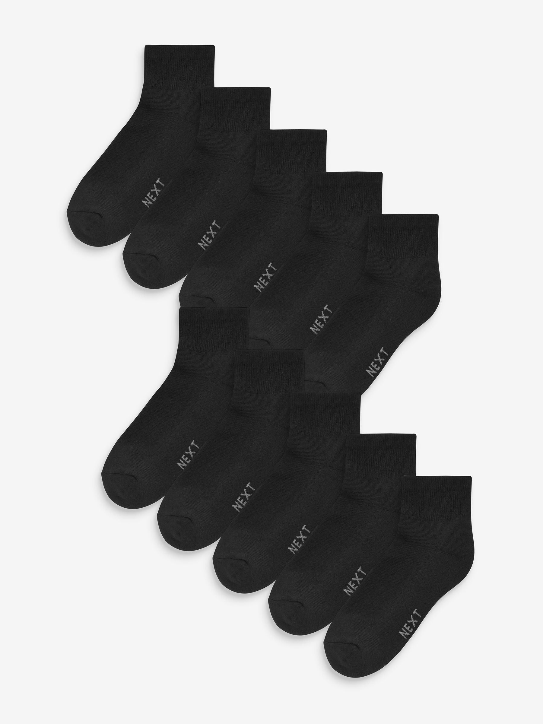 Black 10 Pack Cushioned Sole Mid Trainer Socks