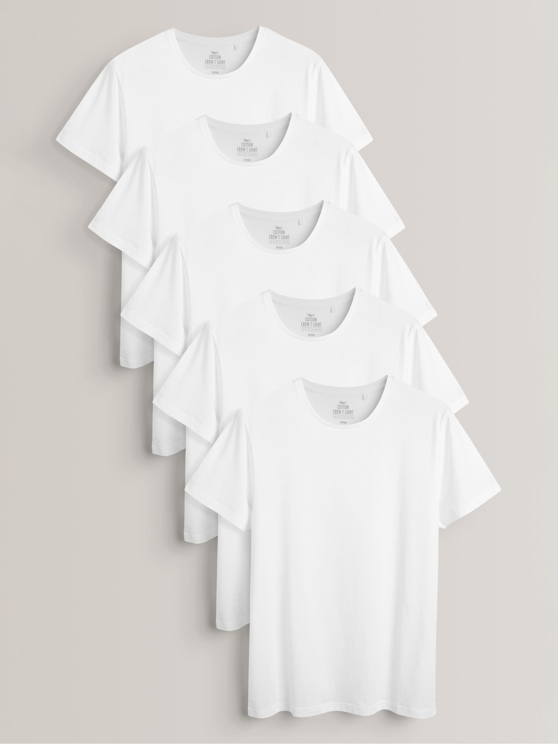 White Regular Fit 100% Cotton Underwear T-Shirts 5 Pack