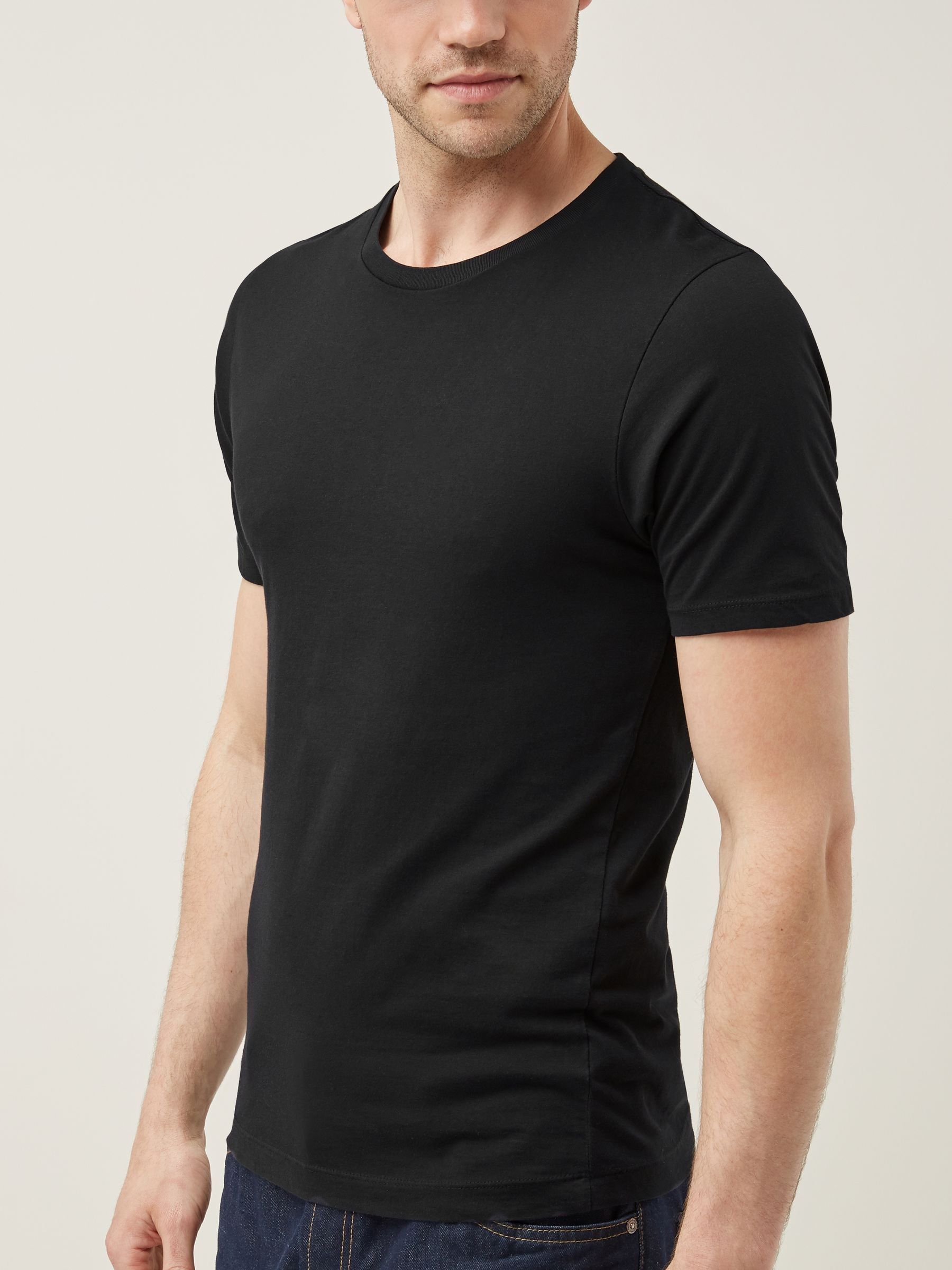 Black Regular Fit Essential Crew Neck Cotton T-Shirt