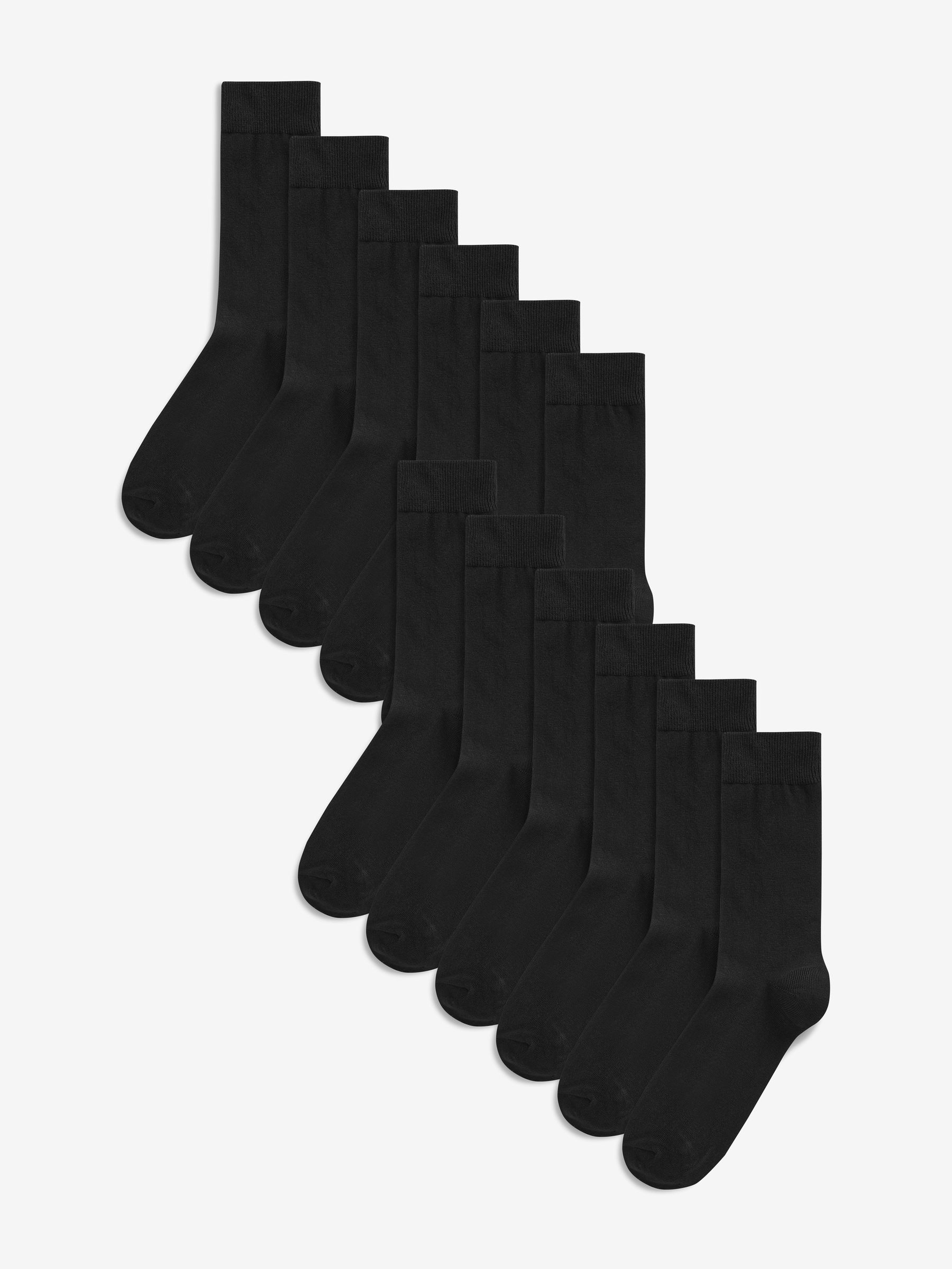 Black 12 Pack Mens Cotton Rich Black Socks
