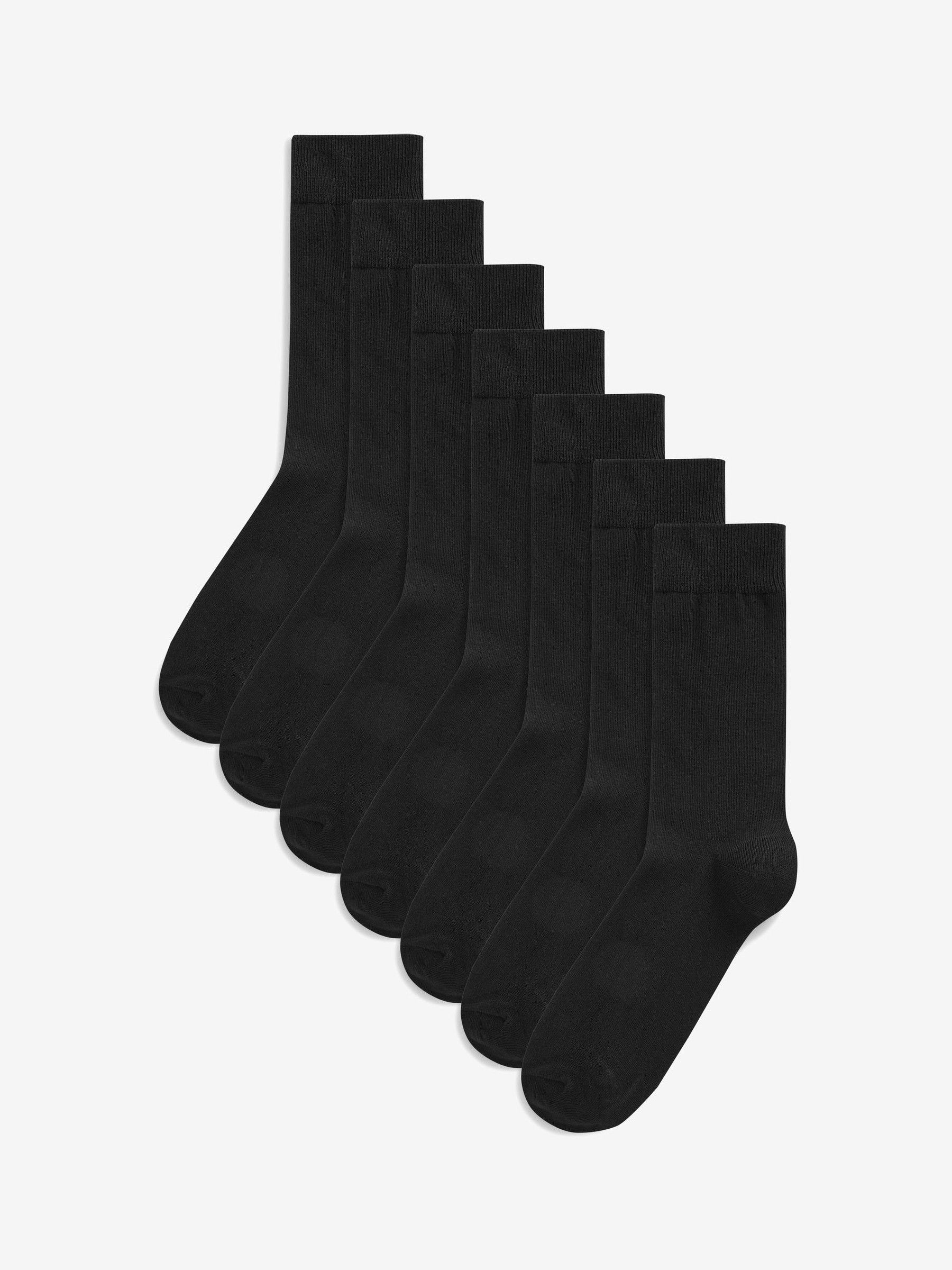 Black 7 Pack Mens Cotton Rich Black Socks