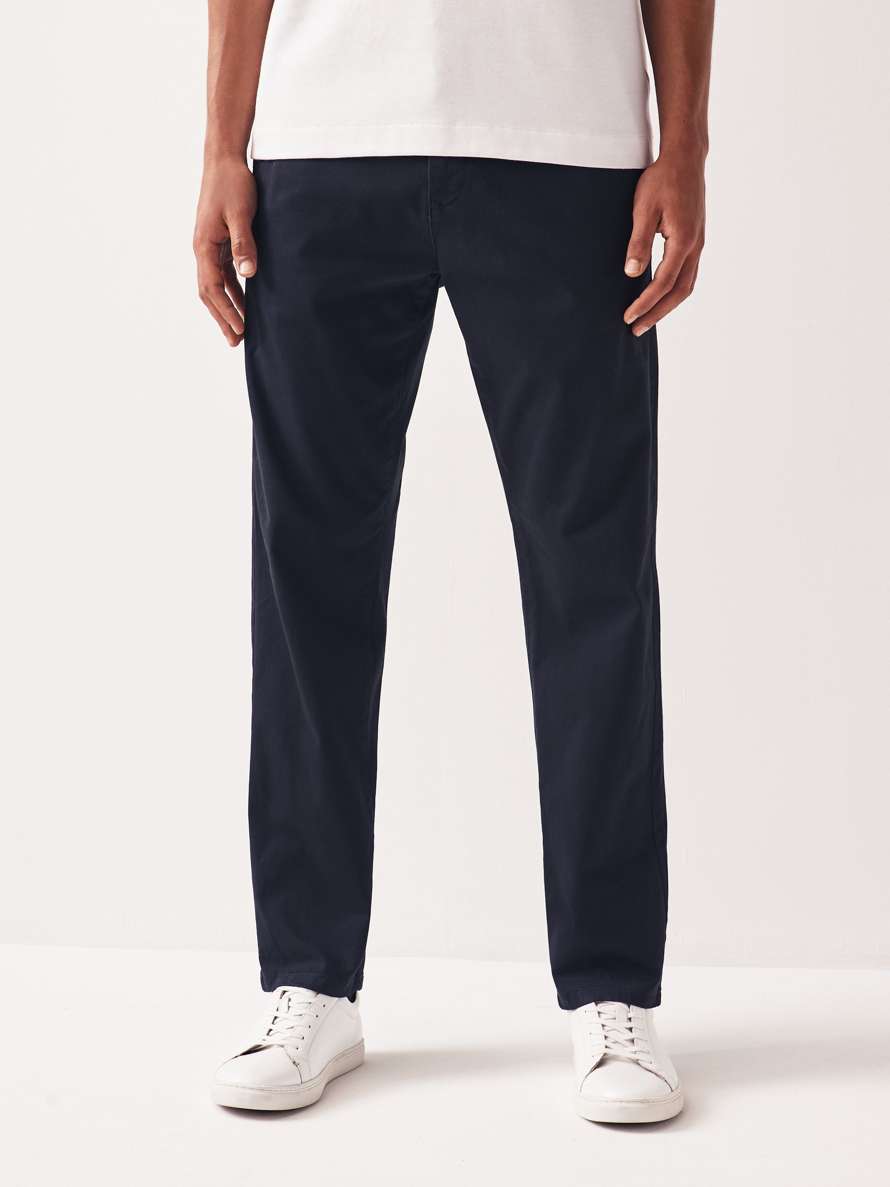 Navy Blue Straight Fit Stretch Chinos Trousers