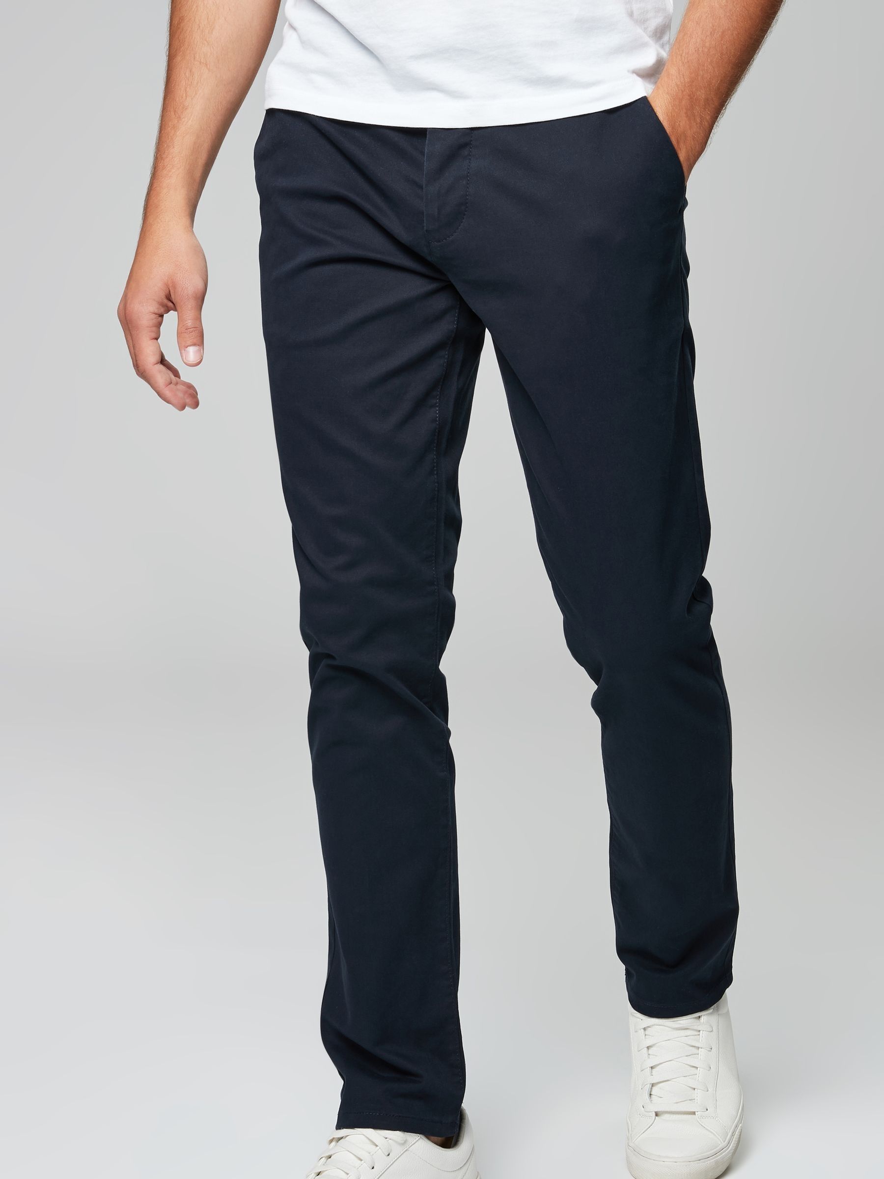 Navy Blue Slim Fit Stretch Chinos Trousers