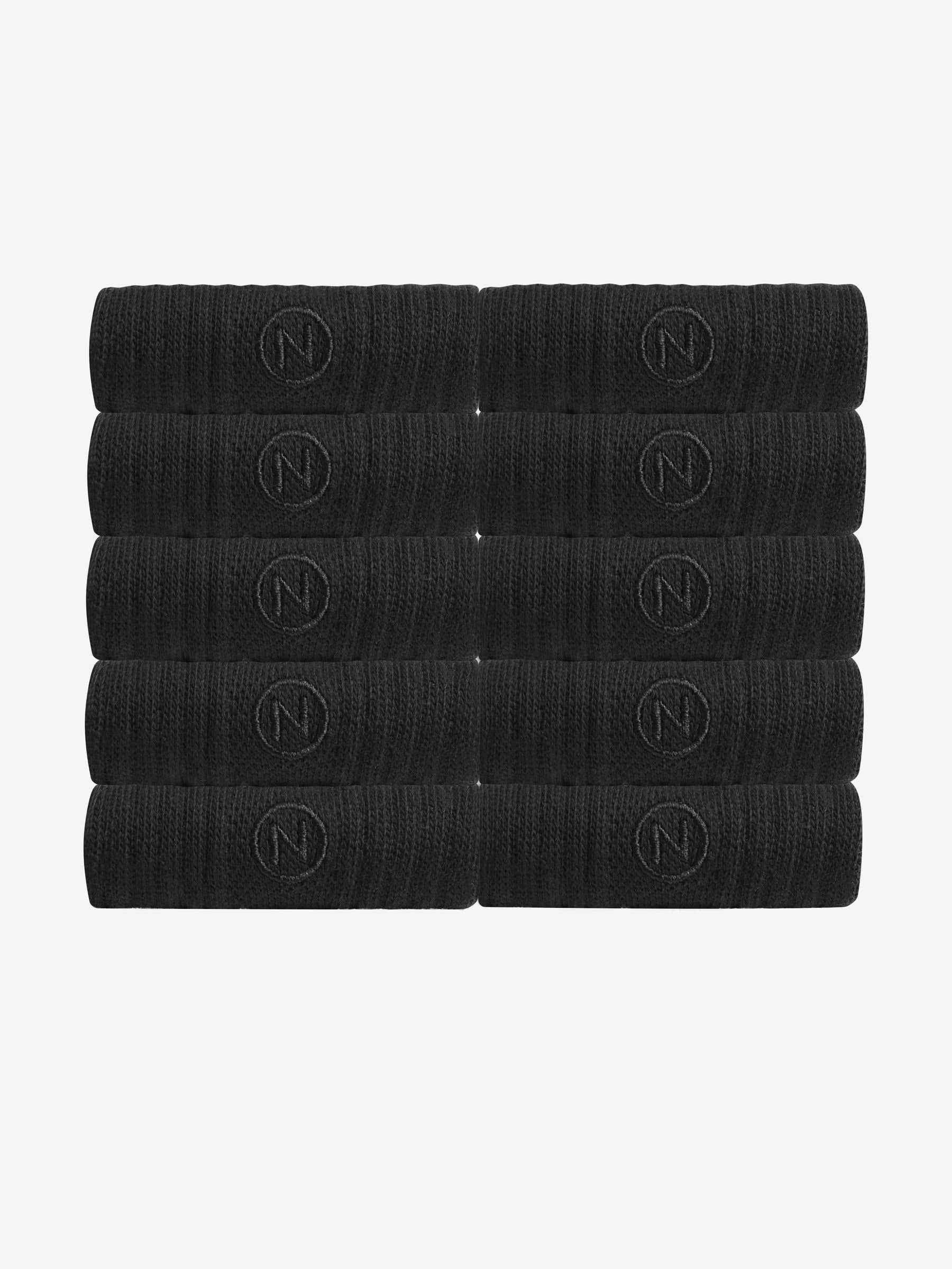 Black Cushioned Sole Sports Socks 10 Pack