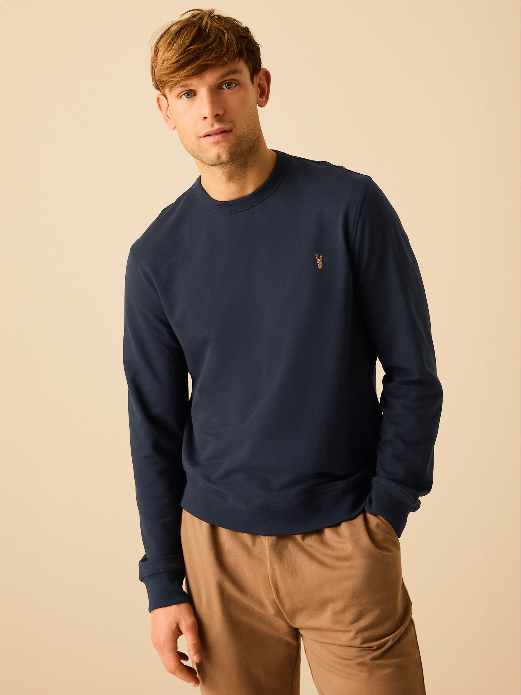 Navy Blue 100% Cotton Lightweight Crew Neck Sweatshirt