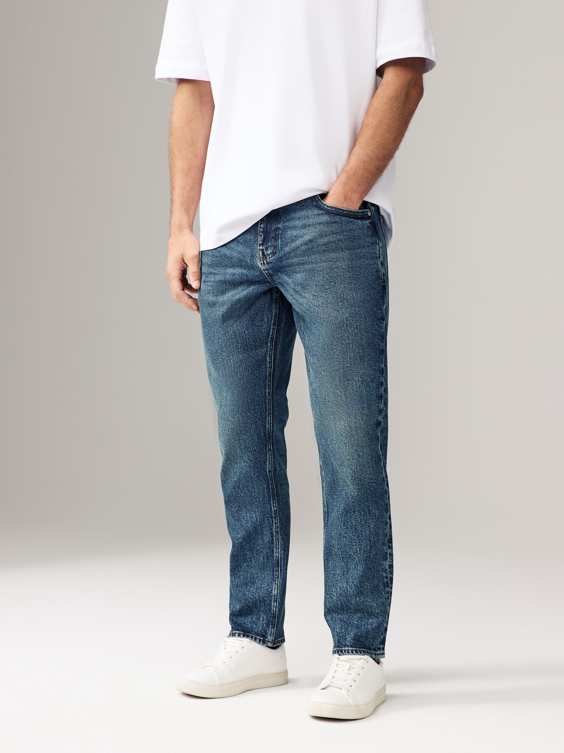 Blue Slim Fit Vintage Wash Denim Jeans